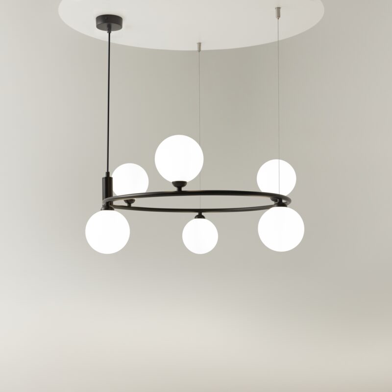 Ring Black Pendant luminaire , Metal Image 5