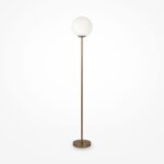 Ring Brass Floor lamp, 1 Light, Metal, White Glass, 155cm Height