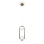 Ring Brass Pendant Lamp, 2 Light, Opal Glass, Metal, 17cm Wide