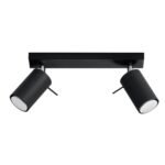 Oringo 2 Light Ceiling Spotlight, Black, Metal Bar, Adjustable Heads, 30cm Length