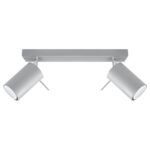 Oringo 2 Lamp Ceiling Spotlight, Grey, Metal Bar, Adjustable Heads, 30cm Length