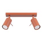 Oringo 2 Lamp Ceiling Spotlight, Terracotta Red, Metal Bar, Adjustable Heads, 30cm Length