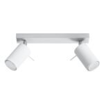 Oringo 2 Lamp Ceiling Spotlight, White, Metal Bar, Adjustable Heads, 30cm Length