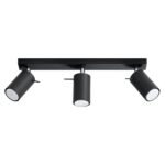 Oringo 3 Lamp Ceiling Spotlight, Black, Metal Bar, Adjustable Heads, 45cm Length