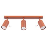 Oringo 3 Light Ceiling Spotlight, Terracotta Red, Metal Bar, Adjustable Heads, 45cm Length