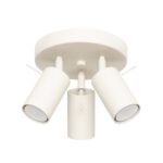Oringo Round Ceiling Spotlight, 3 Light, Beige, Adjustable Heads, 19.5cm Diameter