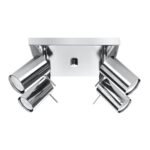 Oringo 4 Light Square Ceiling Spotlight, Chrome, Adjustable Heads, 25cm Wide