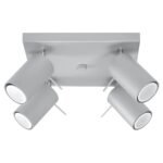 Oringo 4 Lamp Square Ceiling Spotlight, Grey, Adjustable Heads, 25cm Wide