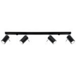Oringo 4 Light Ceiling Spotlight, Black, Metal Bar, Adjustable Heads, 80cm Length