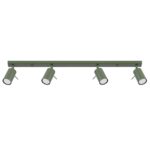 Oringo 4 Light Ceiling Spotlight, Olive Green, Metal Bar, Adjustable Heads, 81cm Length