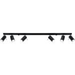 Oringo 6 Light Ceiling Spotlight, Black, Metal Bar, Adjustable Heads, 118cm Length