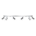 Oringo 6 Light Ceiling Spotlight, Chrome, Metal Bar, Adjustable Heads, 118cm Length