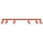 Oringo 6 Light Ceiling Spotlight, Terracotta Red, Metal Bar, Adjustable Heads, 117cm Length