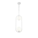 Ring White Pendant Light, 2 Light, Opal Glass, Metal, 17cm Wide