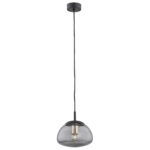 Rini Small Pendant Lamp, Smoked Glass, Black, 20cm Width