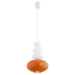 Rodrigo White & Orange Pendant Light, Glass, 1 Lamp, 27cm Width