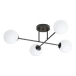 Rome Ceiling Light, 4 Lamp, Black, Opal Glass 55cm