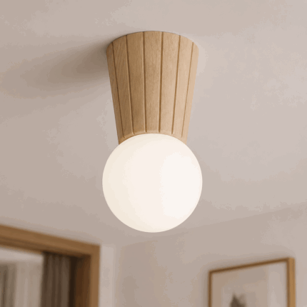 foltant ip44 ceiling light, light wood, opal glass, 1 light, 12cm diameter