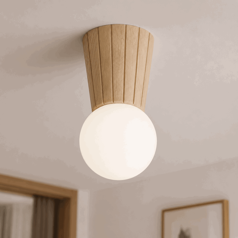 foltant ip44 ceiling light, light wood, opal glass, 1 light, 12cm diameter