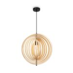 Roots Medium Wood Pendant Lamp, Beige & Black, 1 Light, 50cm Diameter