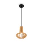 Roots Small Pendant Light, 1 Lamp, Wood, Beige & Black, 35cm Diameter
