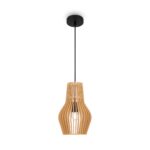 Roots Medium Wood Pendant Lamp, Beige & Black, 30cm Diameter