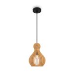 Roots Small Pendant Light, Beige Wood, 1 Light, Metal, 20cm Diameter