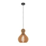 Roots Medium Pendant Lamp, Beige Wood, 1 Light, Metal, 30cm