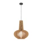 Roots Medium Pendant Light, 1 Lamp, Wood, Beige & Black, 35cm Diameter