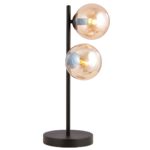 Rostin Table Lamp, Black, Amber Glass, 2 Light