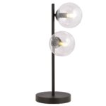 Rostin Table Lamp, 2 Light, Black, Clear Glass