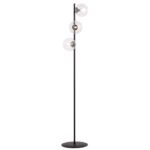 Rostin Floor Lamp, 3 Light, Clear Glass, Black