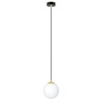 Ryell Single Pendant Lamp, Black, Gold, Opal Glass, 14cm