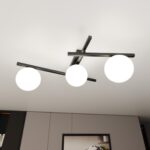 Samart 3 Light Ceiling Lamp, Black, Opal Glass, 51cm