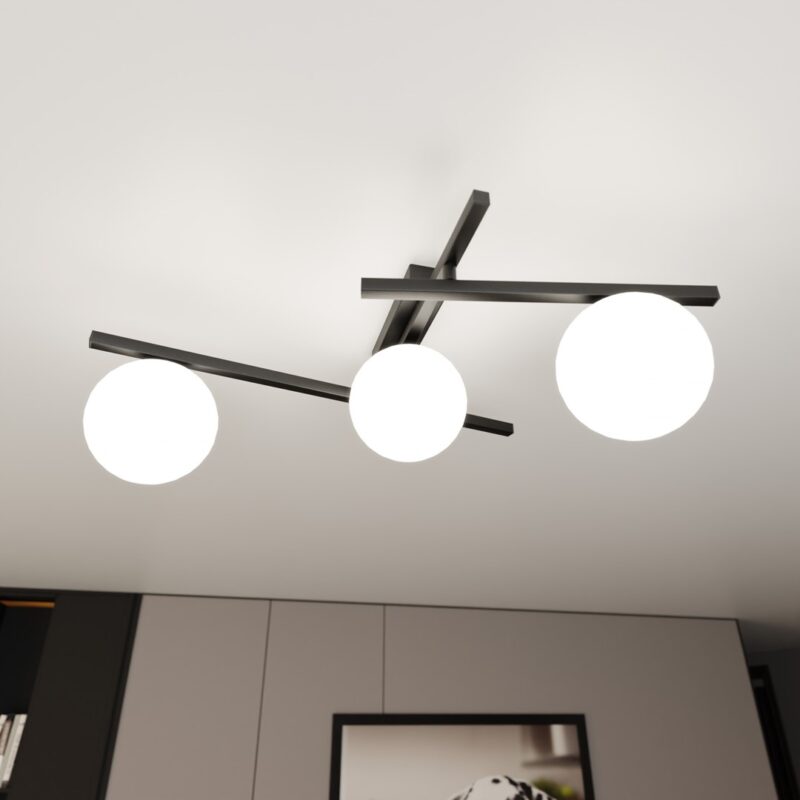 Samart 3 Black/Opal Ceiling Lamp Image 4