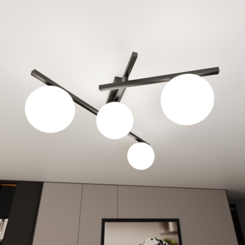 Samart 4 Black/Opal Ceiling Lamp Image 6