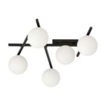 Samart 5 Light Ceiling Lamp, Black, Opal Glass, 67cm