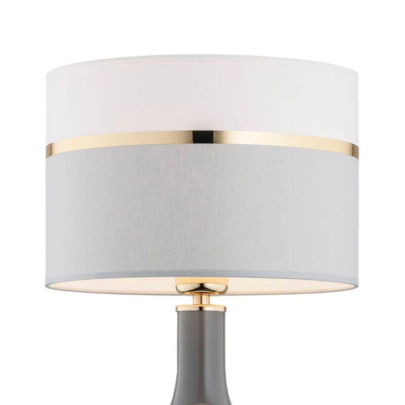 eja grey glass table lamp, white & brass lampshade, 30cm width