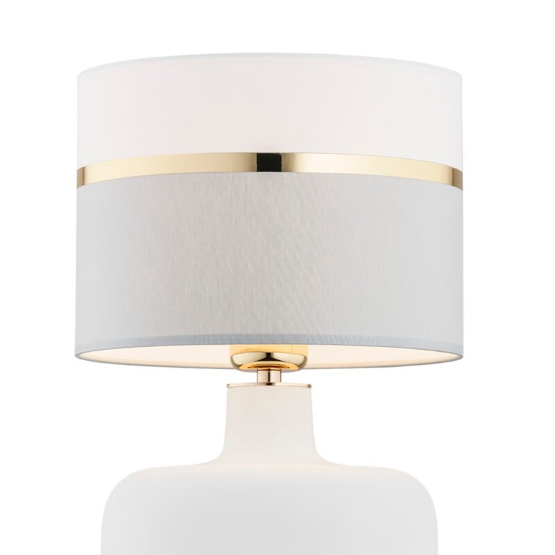 eja white table lamp, white & brass lampshade, glass, 25cm wide