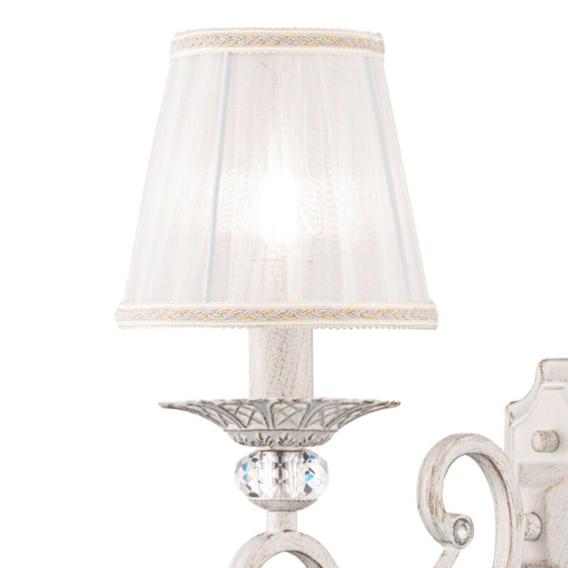 grace 1 lamp wall light, white metal, fabric shade, 12cm wide