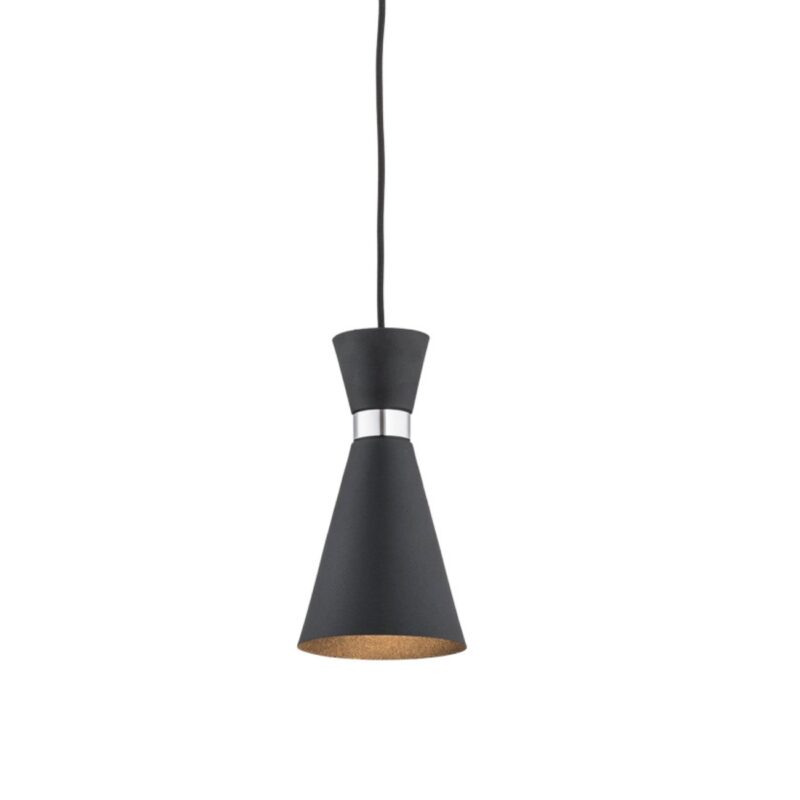 luke black pendant lamp, cone steel shade, 1 light, 14cm wide
