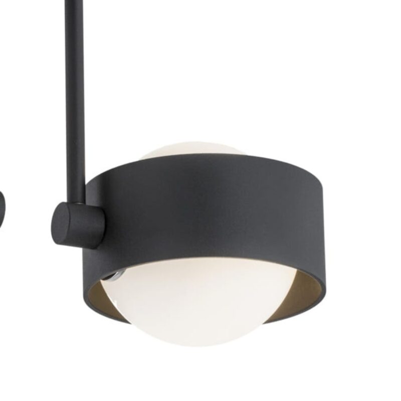 simo ip44 ceiling lamp, 2 light semi flush, black, 34cm width