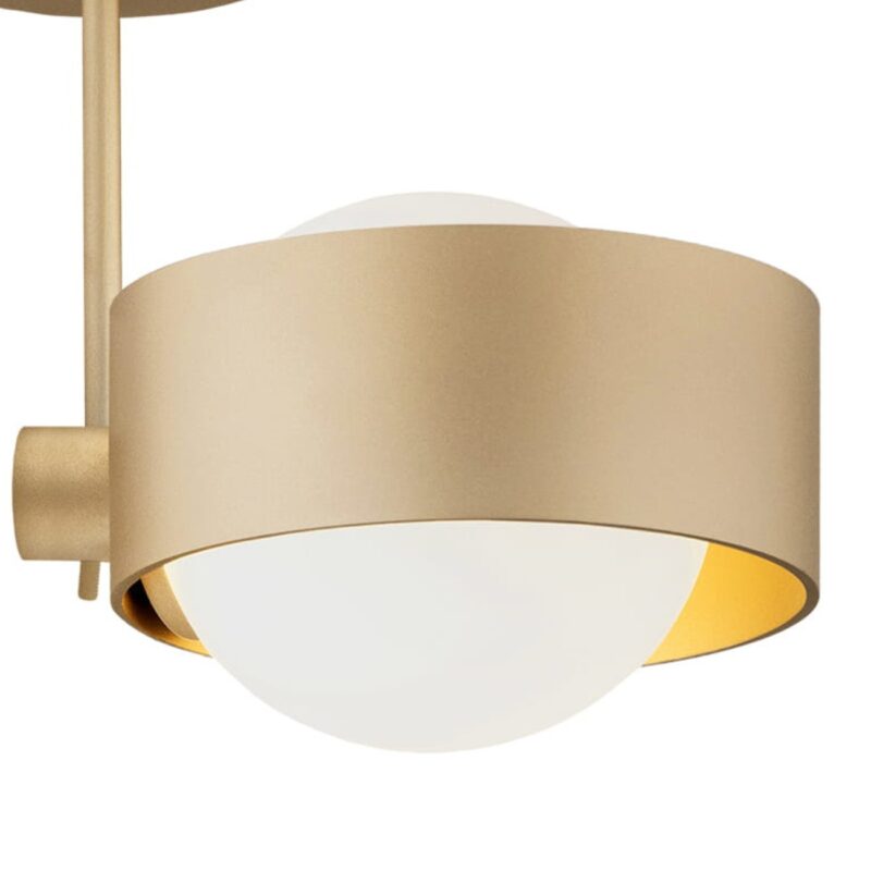 simo ip44 gold semi flush ceiling lamp, 1 light, 14cm wide