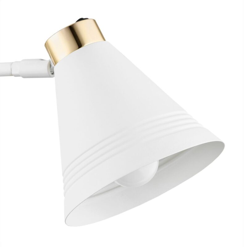 valone armed wall light, white & brass, 1 lamp, 34cm depth