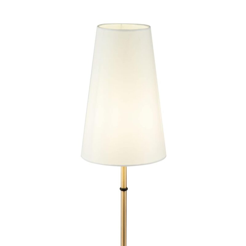 zaragoza table lamp, brass metal, white fabric shade, 60cm height