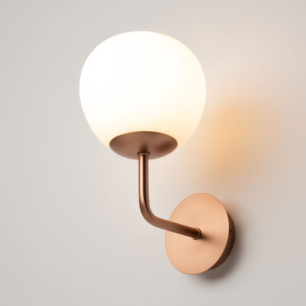 erich brass wall light, 1 lamp, metal, opal glass, 15cm wide erich brass wall light, 1 lamp, metal, opal glass, 15cm wide