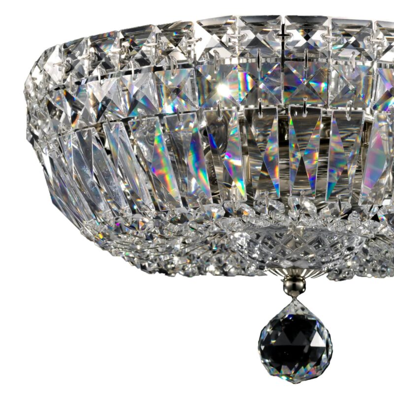 basfor crystal flush ceiling light, nickel, 3 lamp, 30cm wide