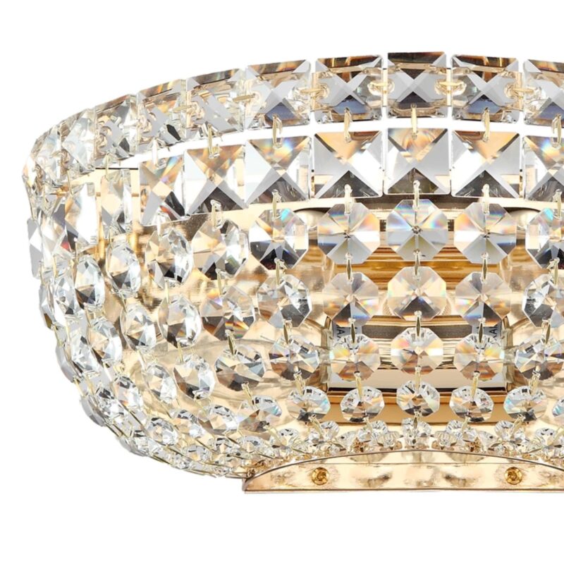 basfor gold crystal wall light, 2 lamp, clear glass, 25.5cm wide