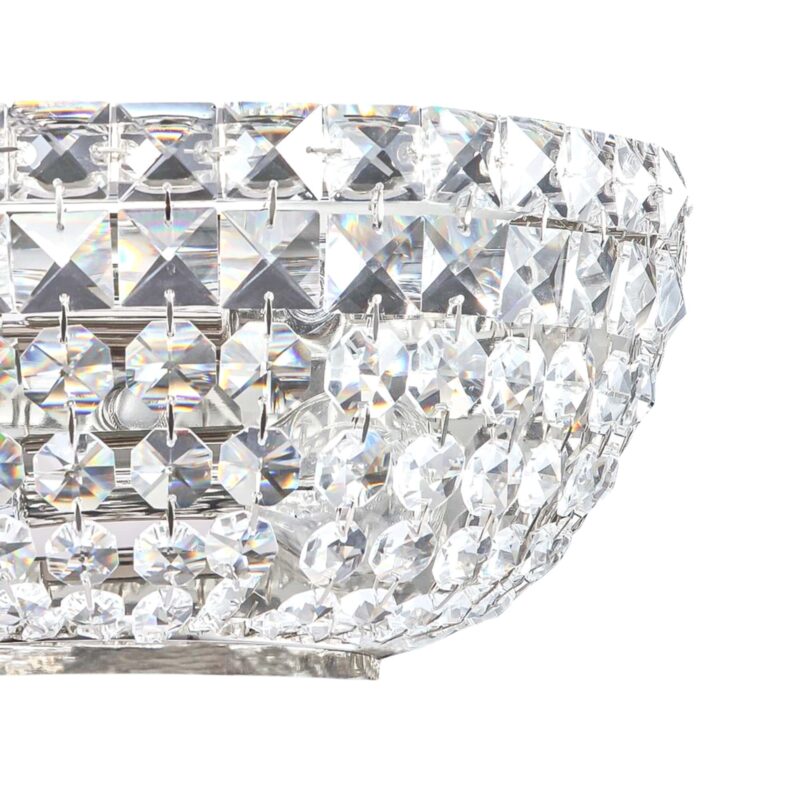 basfor nickel crystal wall lamp, 2 light, clear glass, 25.5cm wide