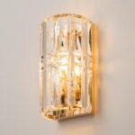 Facet Short Wall Light, Gold Metal, Clear Crystal Glass, 1 Lamp, 25cm Wide